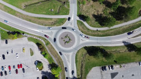 Roundabout near Marieberg Galleria by Drone Footage